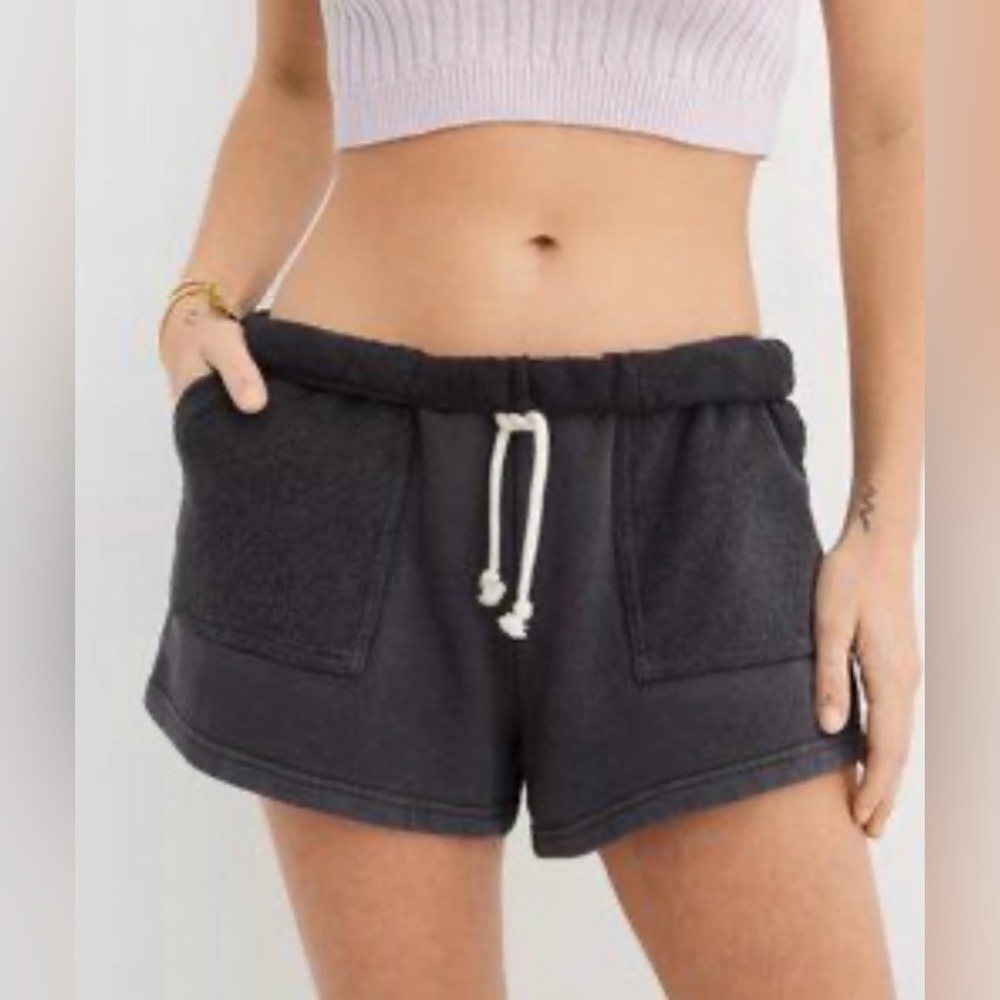 Aerie On-A-Roll Terry High-Waisted Shorts Grey, size S, EUC!